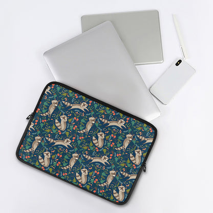 Cartoon Raccoon Pattern Print Laptop Sleeve