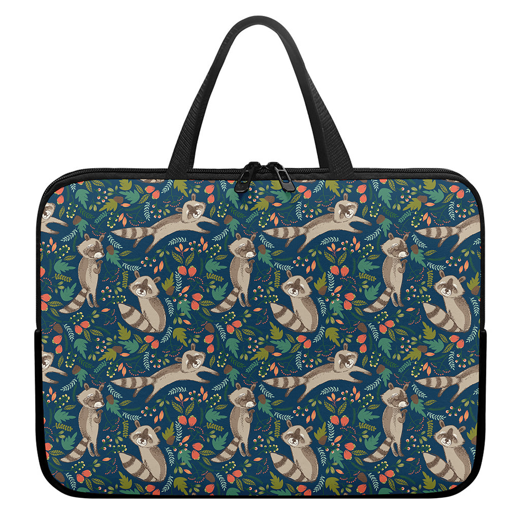 Cartoon Raccoon Pattern Print Laptop Sleeve With Handle