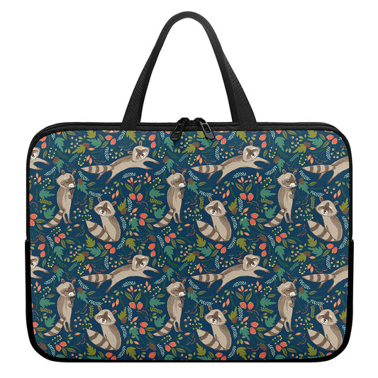 Cartoon Raccoon Pattern Print Laptop Sleeve With Handle