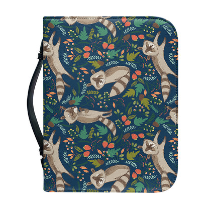 Cartoon Raccoon Pattern Print Leather Bible Cover
