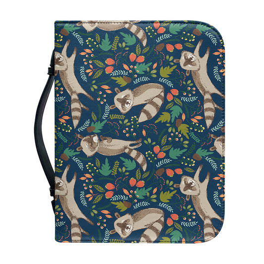 Cartoon Raccoon Pattern Print Leather Bible Cover