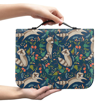 Cartoon Raccoon Pattern Print Leather Bible Cover