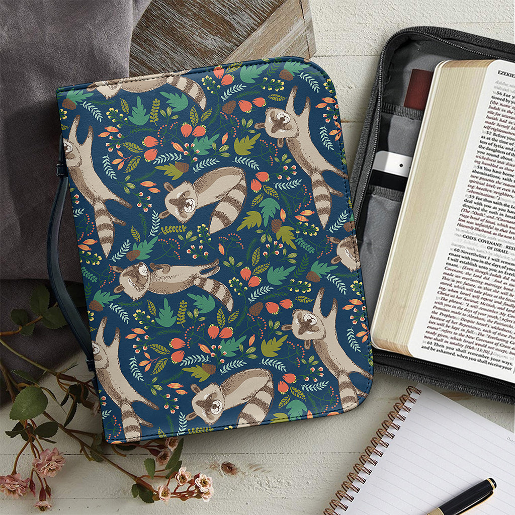 Cartoon Raccoon Pattern Print Leather Bible Cover
