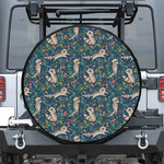 Cartoon Raccoon Pattern Print Leather Spare Tire Cover