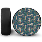 Cartoon Raccoon Pattern Print Leather Spare Tire Cover