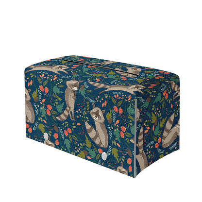 Cartoon Raccoon Pattern Print Leather Tissue Box Cover