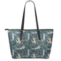 Cartoon Raccoon Pattern Print Leather Tote Bag With Zipper