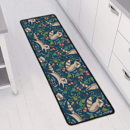 Cartoon Raccoon Pattern Print Long Kitchen Mat