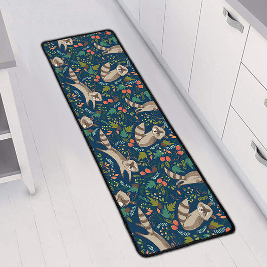 Cartoon Raccoon Pattern Print Long Kitchen Mat