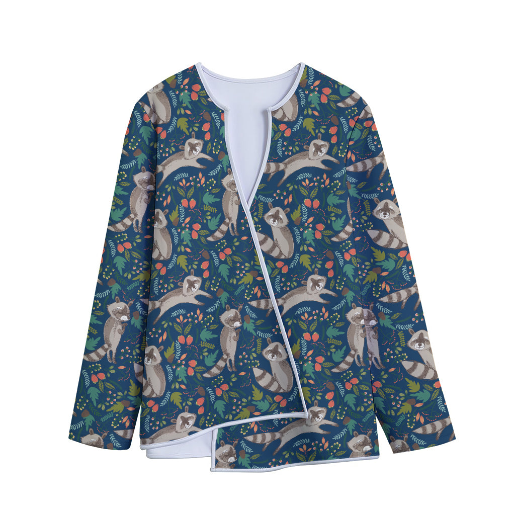 Cartoon Raccoon Pattern Print Long Sleeve Short Coat