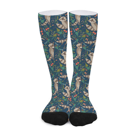 Cartoon Raccoon Pattern Print Long Socks