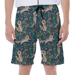Cartoon Raccoon Pattern Print Men's Beach Shorts