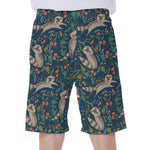 Cartoon Raccoon Pattern Print Men's Beach Shorts