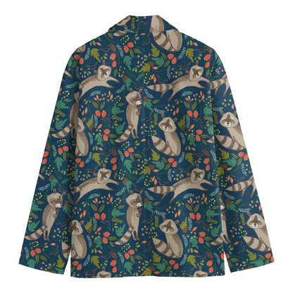 Cartoon Raccoon Pattern Print Men's Blazer
