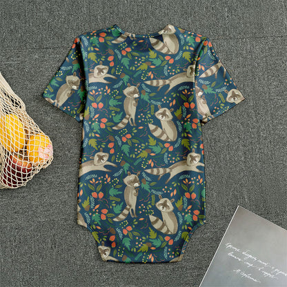 Cartoon Raccoon Pattern Print Men's Bodysuit
