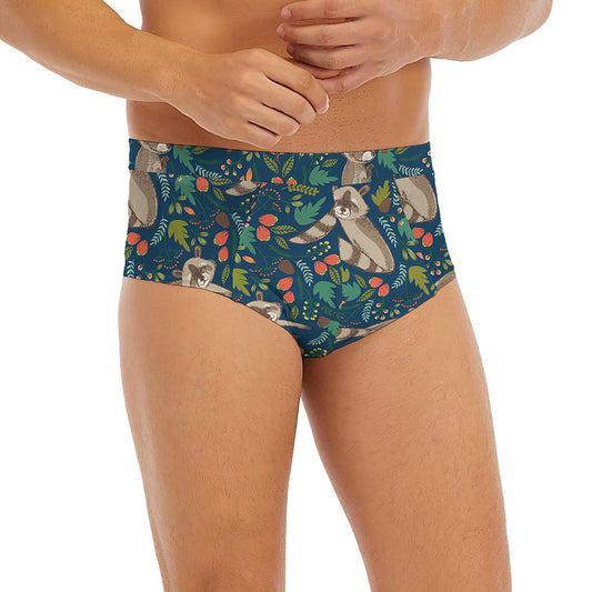 Cartoon Raccoon Pattern Print Men's Briefs