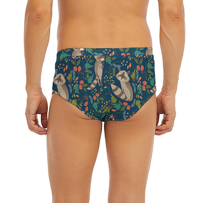 Cartoon Raccoon Pattern Print Men's Briefs
