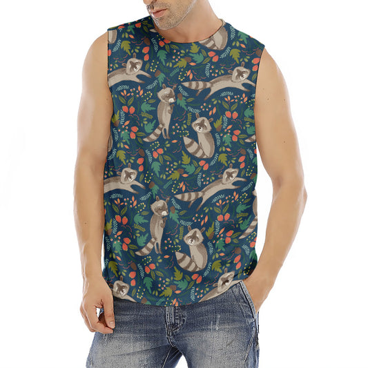 Cartoon Raccoon Pattern Print Men's Fitness Tank Top