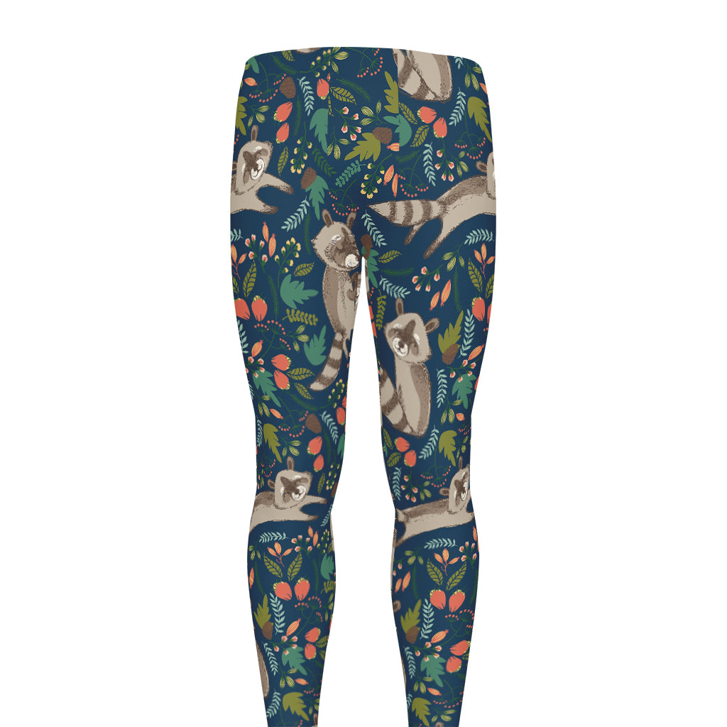 Cartoon Raccoon Pattern Print Men's leggings