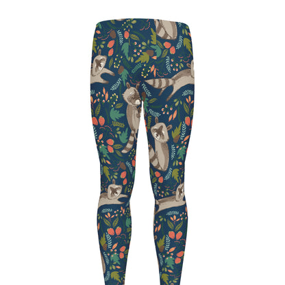 Cartoon Raccoon Pattern Print Men's leggings