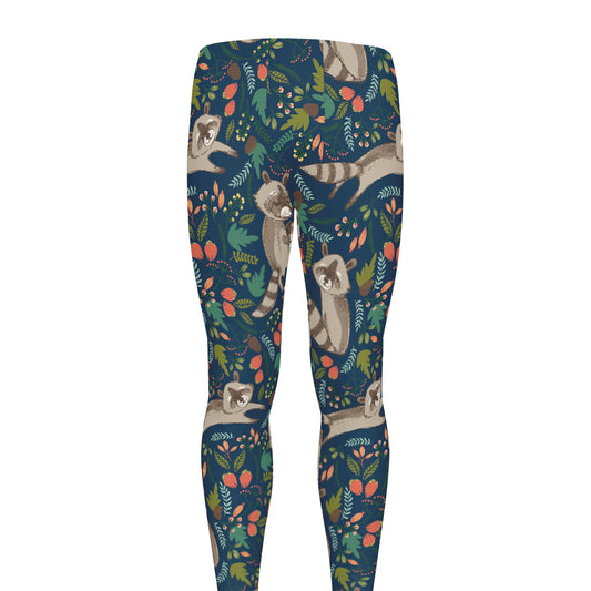 Cartoon Raccoon Pattern Print Men's leggings
