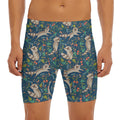Cartoon Raccoon Pattern Print Men's Long Boxer Briefs