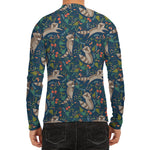 Cartoon Raccoon Pattern Print Men's Long Sleeve Rash Guard