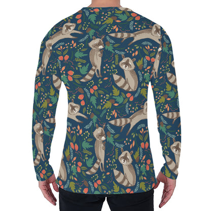 Cartoon Raccoon Pattern Print Men's Long Sleeve T-Shirt