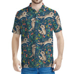 Cartoon Raccoon Pattern Print Men's Polo Shirt