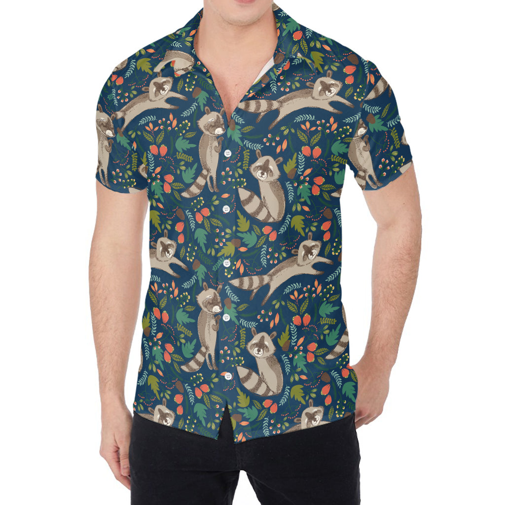 Cartoon Raccoon Pattern Print Men's Shirt