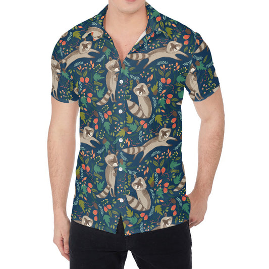 Cartoon Raccoon Pattern Print Men's Shirt