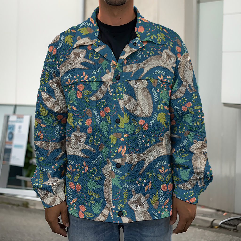 Cartoon Raccoon Pattern Print Men's Shirt Jacket