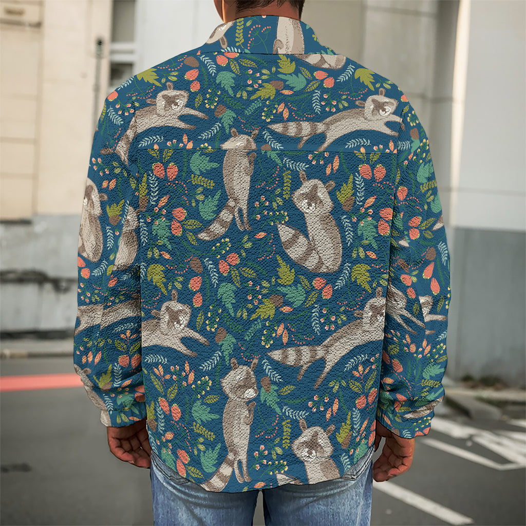 Cartoon Raccoon Pattern Print Men's Shirt Jacket