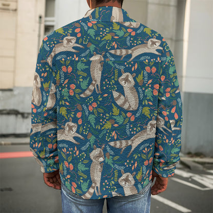 Cartoon Raccoon Pattern Print Men's Shirt Jacket