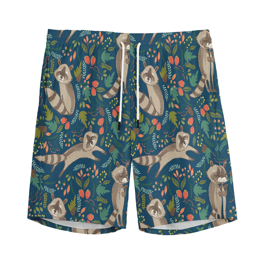 Cartoon Raccoon Pattern Print Men's Sports Shorts