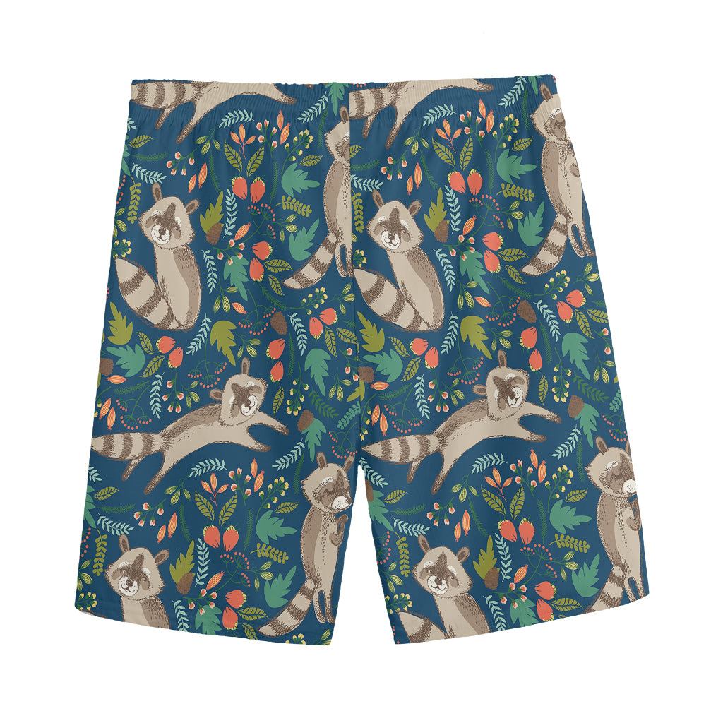 Cartoon Raccoon Pattern Print Men's Sports Shorts