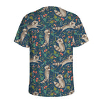 Cartoon Raccoon Pattern Print Men's Sports T-Shirt