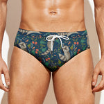 Cartoon Raccoon Pattern Print Men's Swim Briefs