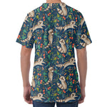 Cartoon Raccoon Pattern Print Men's Velvet T-Shirt