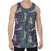 Cartoon Raccoon Pattern Print Men's Velvet Tank Top