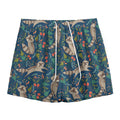 Cartoon Raccoon Pattern Print Mesh Shorts