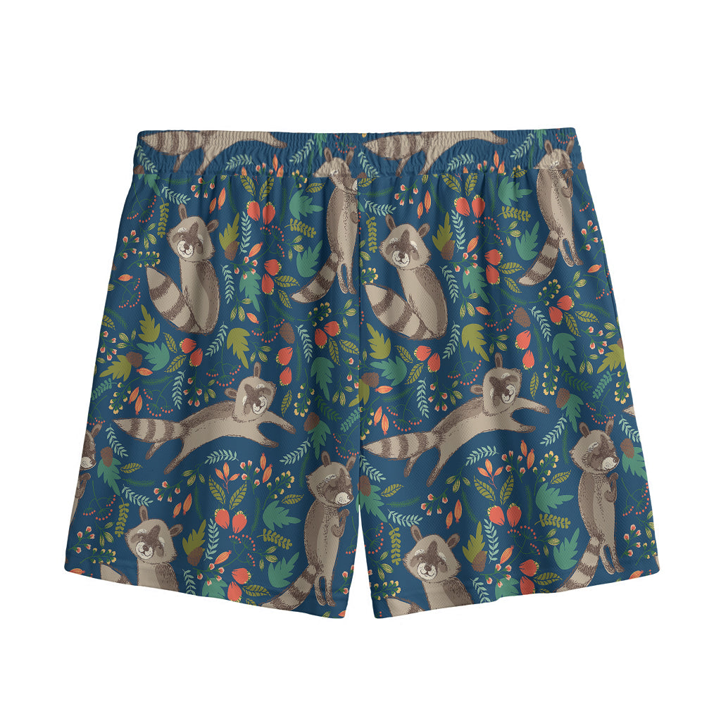 Cartoon Raccoon Pattern Print Mesh Shorts