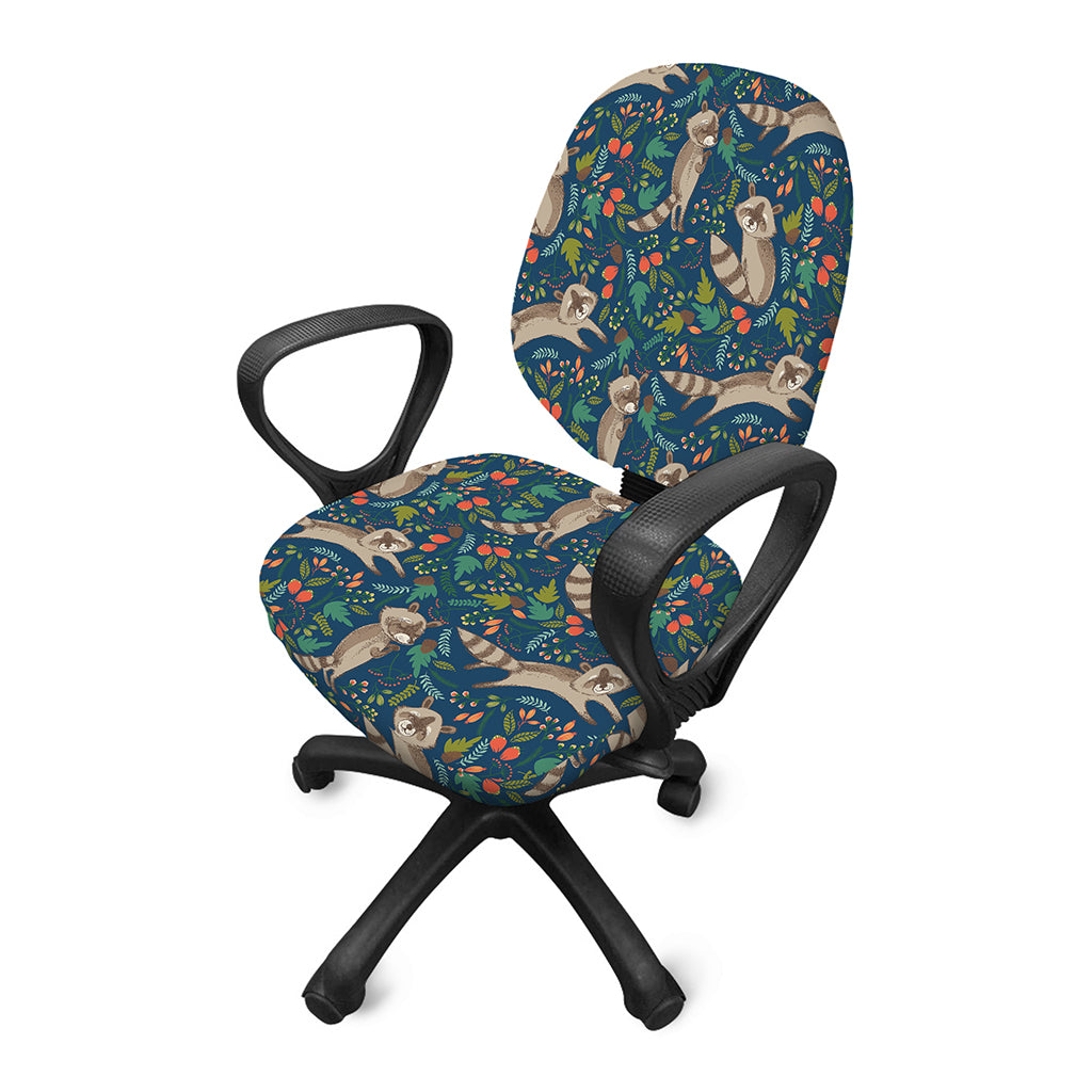 Cartoon Raccoon Pattern Print Office Chair Cover