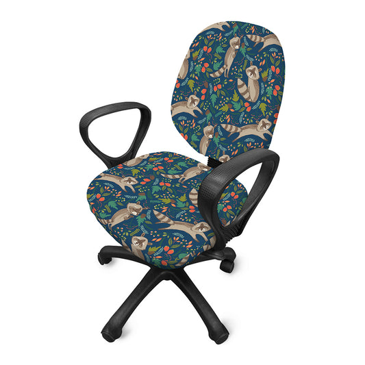 Cartoon Raccoon Pattern Print Office Chair Cover