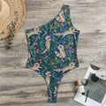 Cartoon Raccoon Pattern Print One Shoulder Bodysuit