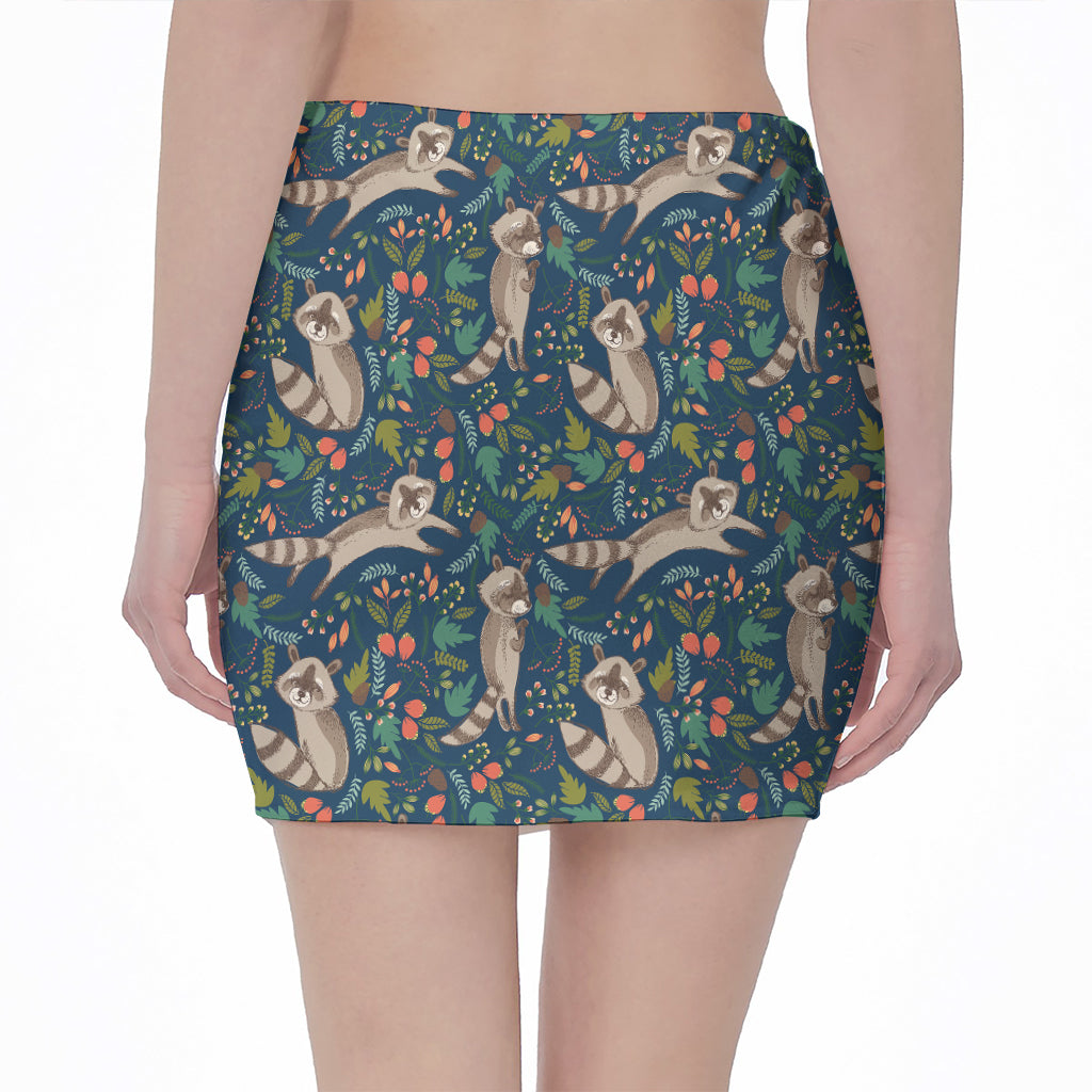 Cartoon Raccoon Pattern Print Pencil Mini Skirt