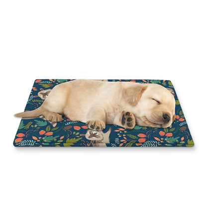 Cartoon Raccoon Pattern Print Pet Cooling Mat Cover