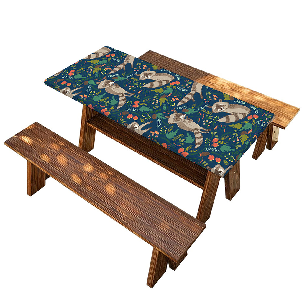 Cartoon Raccoon Pattern Print Picnic Table Cover