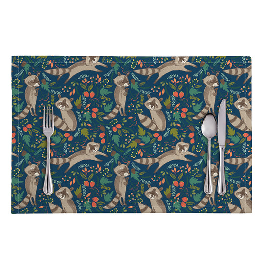 Cartoon Raccoon Pattern Print Placemat