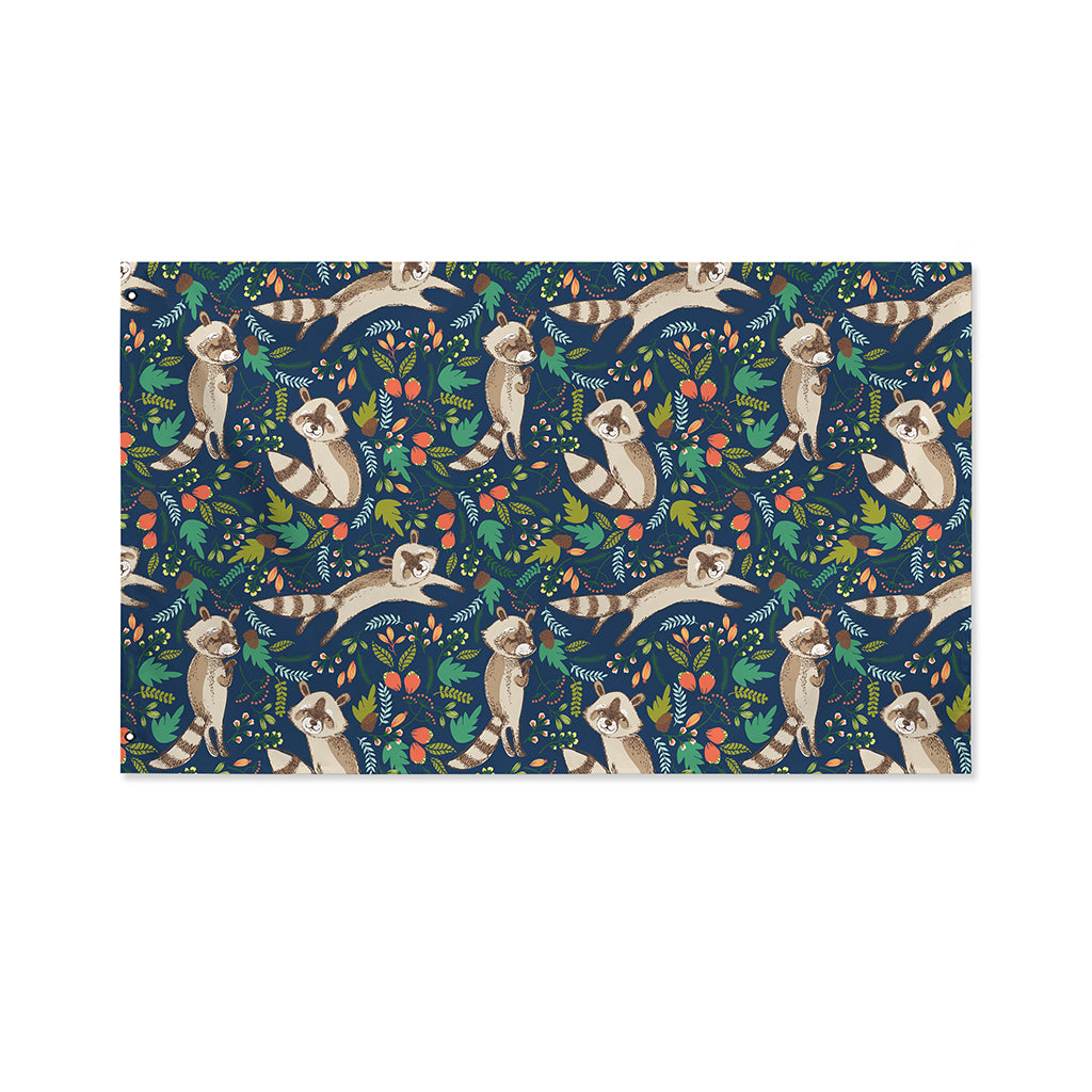 Cartoon Raccoon Pattern Print Polyester Flag